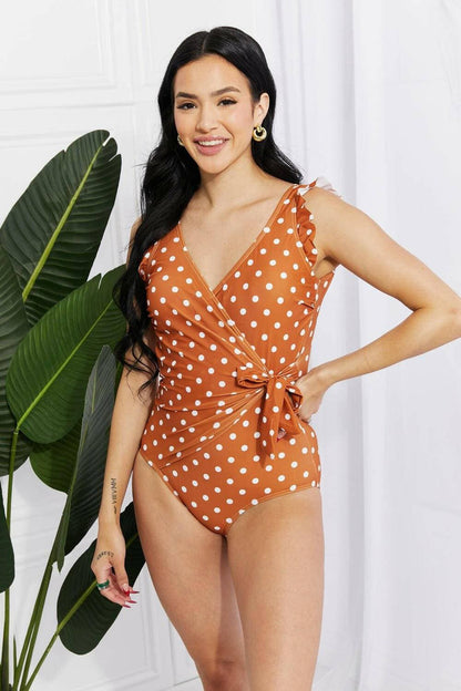 Ruffle Wrap Terracotta Swimsuit with Flirty FrillsUnleash Your Inner Mermaid with the Ruffle Wrap Terracotta Swimsuit
 Step into summer with confidence and charm in our Ruffle Wrap Terracotta Swimsuit. Designed for Love Salve Ruffle Wrap Terracotta Swimsuitswimwear