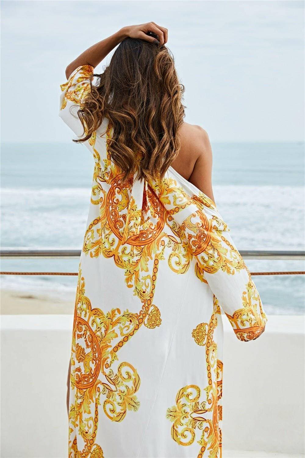 Vibrant floral beachwear set with stylish cover-up