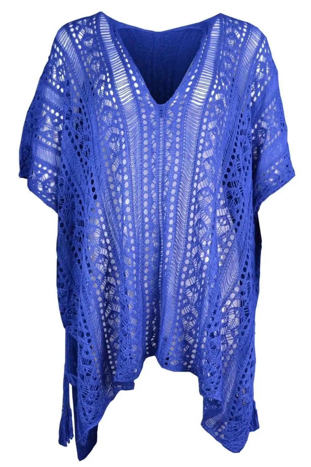 Chic sheer v-neck cover-up with tassels - Love Salve 