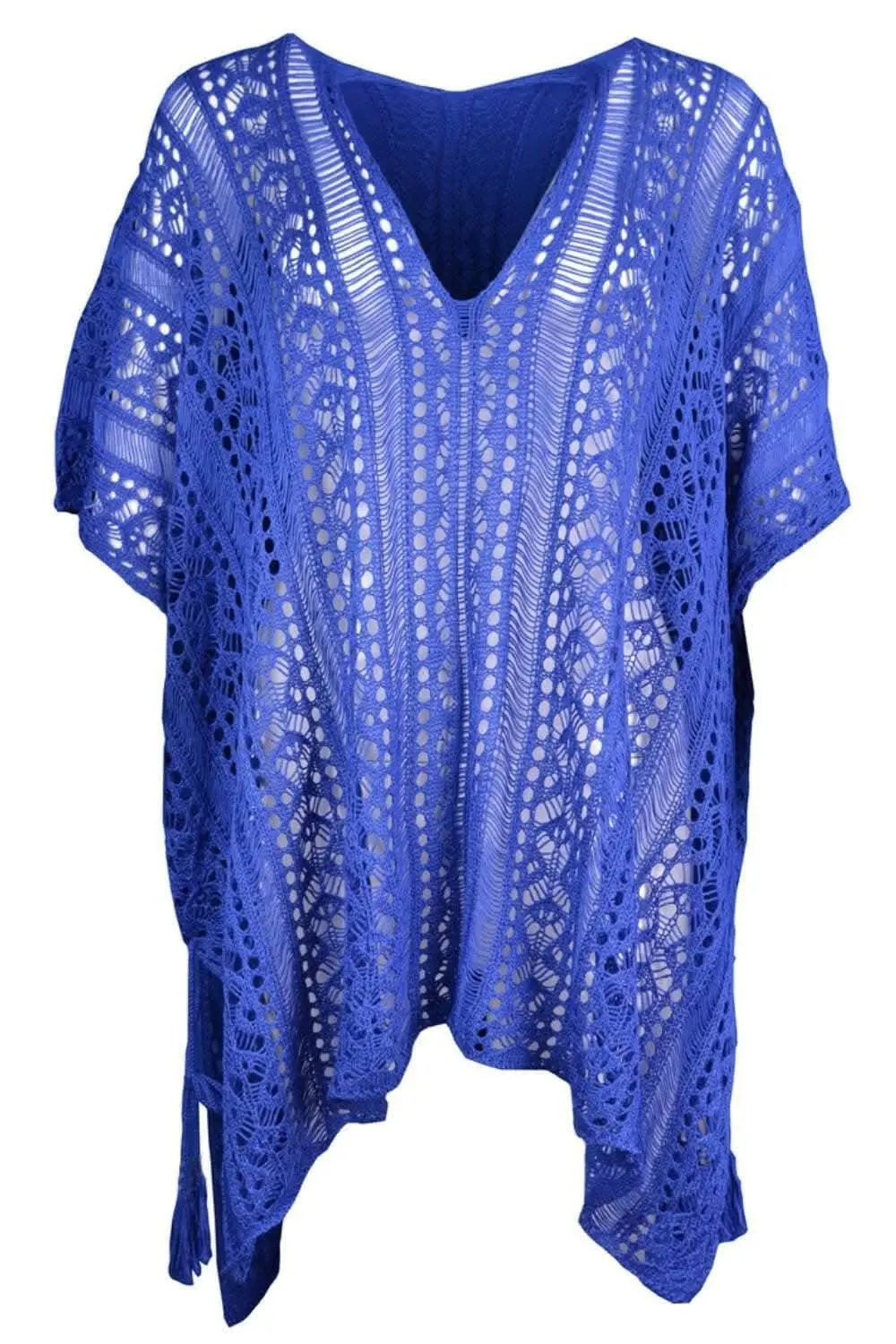 Chic sheer v-neck cover-up with tassels - Love Salve 
