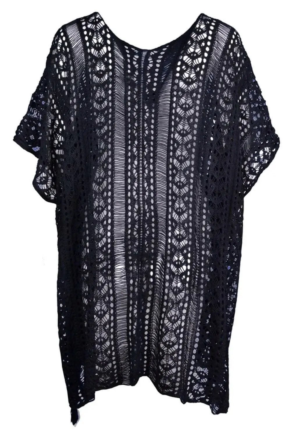 Chic sheer v-neck cover-up with tassels - Love Salve 