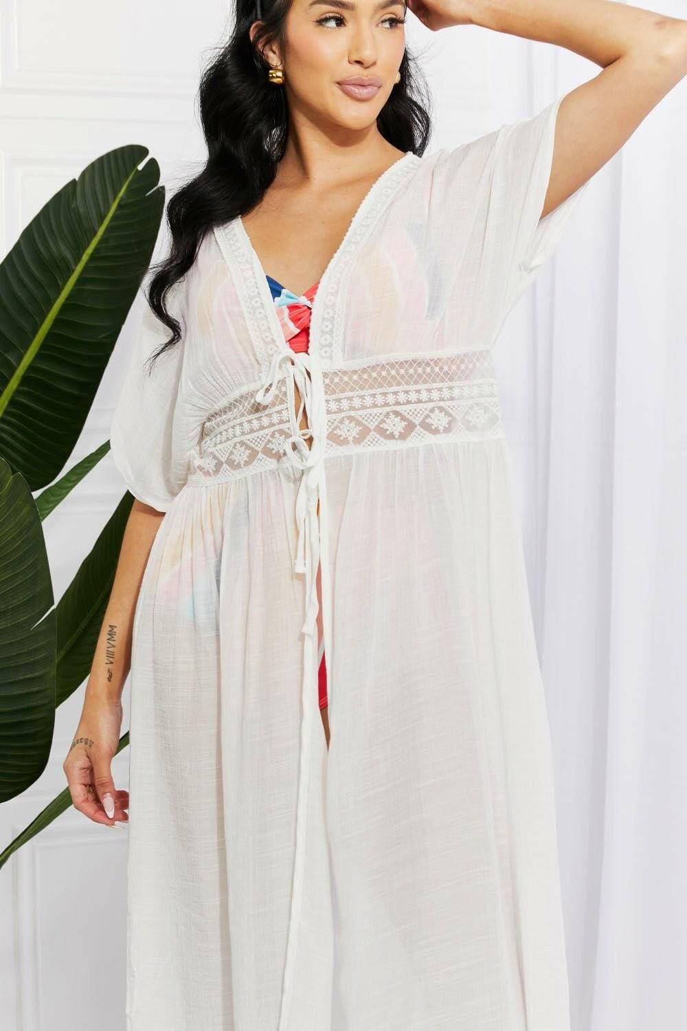 Sunset Oasis Crochet-Embellished Maxi Beach Cover-Up by Marina West SwSunset Oasis Crochet-Embellished Maxi Beach Cover-Up by Marina West Swim
 Indulge in the epitome of beachside sophistication with the Sunset Oasis Crochet-EmbellisheLove Salve Sunset Oasis Crochet-Embellished Maxi Beach Cover-swimwear