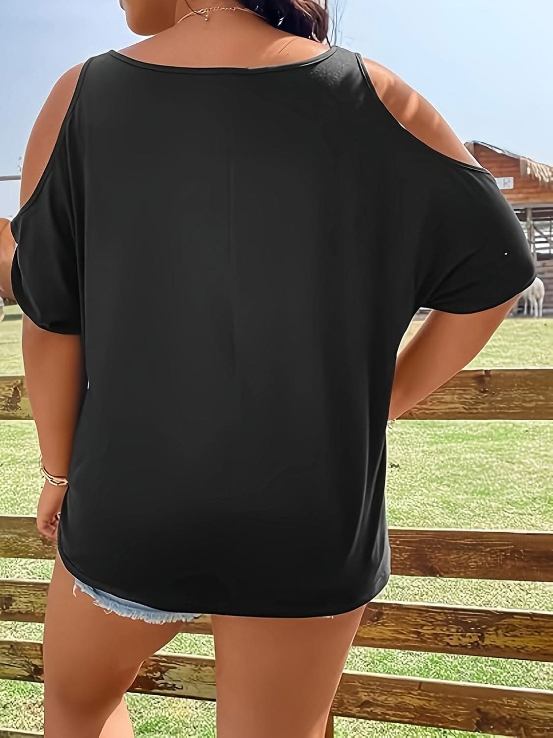 Stylish Plus Size Cold Shoulder Tee - Love Salve 