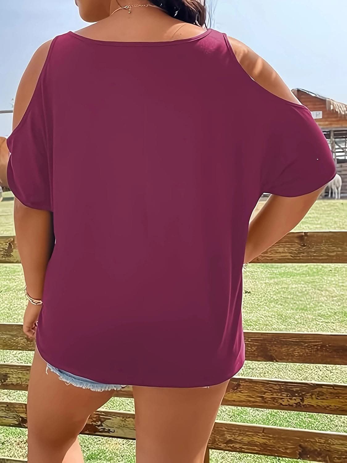 Stylish Plus Size Cold Shoulder Tee - Love Salve 