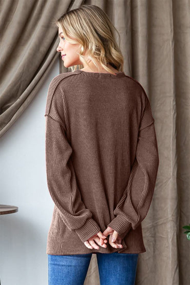 Chic ribbed long sleeve tee - Love Salve 