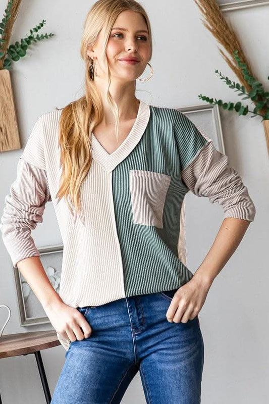 Heimish color block t-shirt with seams - Love Salve 