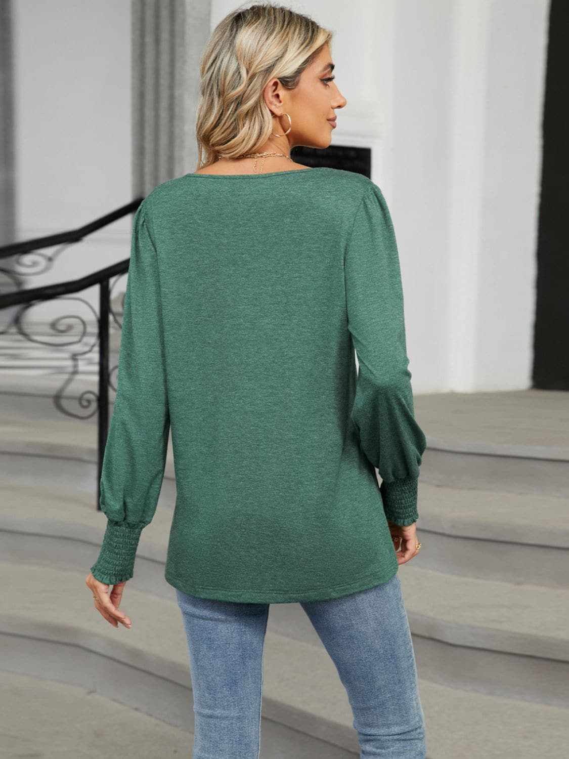 Chic V-neck lantern sleeve top - Love Salve 