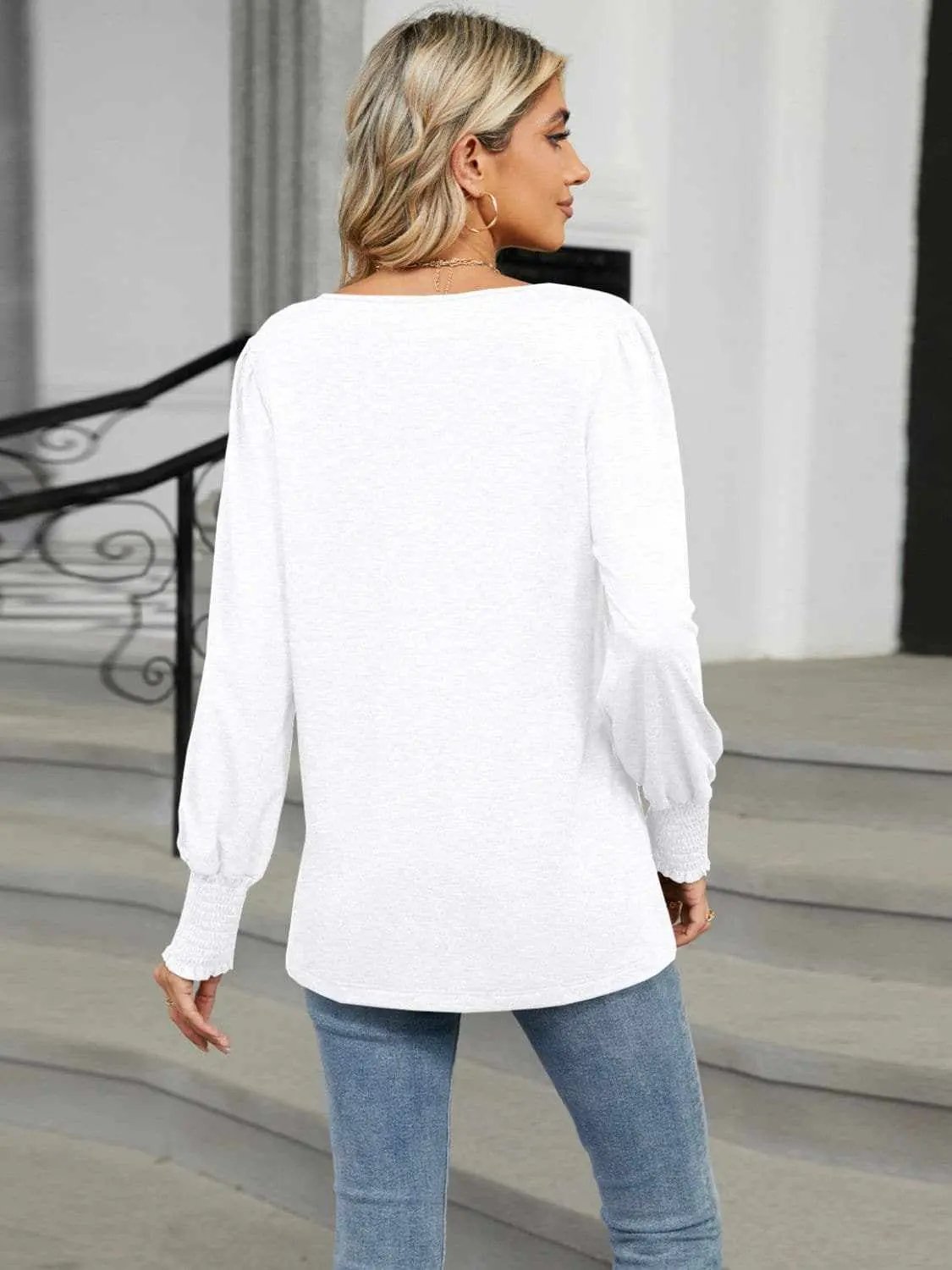 Chic V-neck lantern sleeve top - Love Salve 