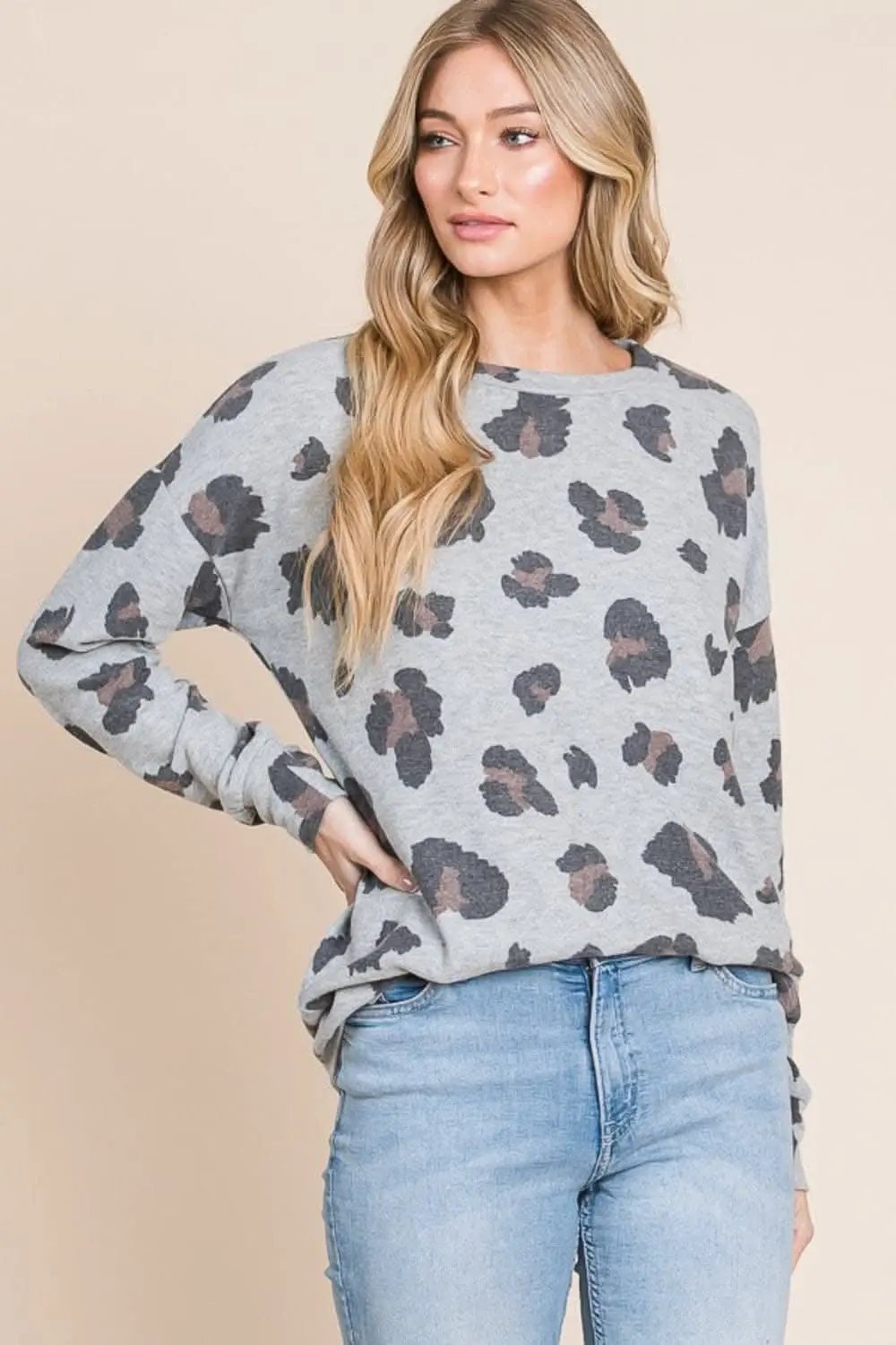 Leopard Print Drop Shoulder Tee - Love Salve 