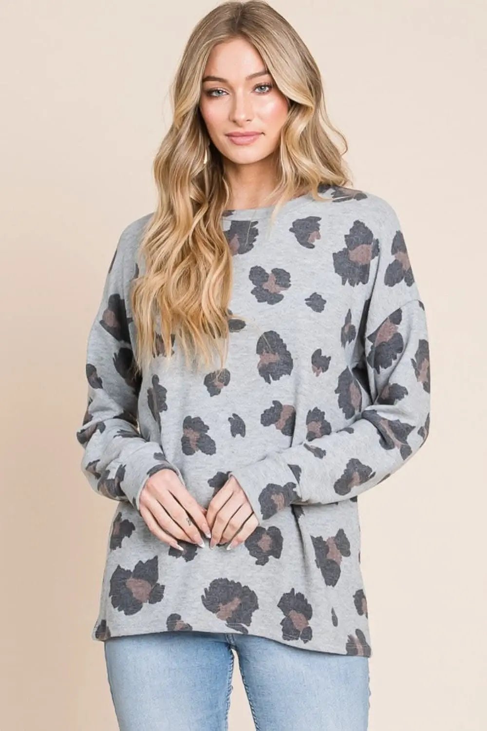 Leopard Print Drop Shoulder Tee - Love Salve 