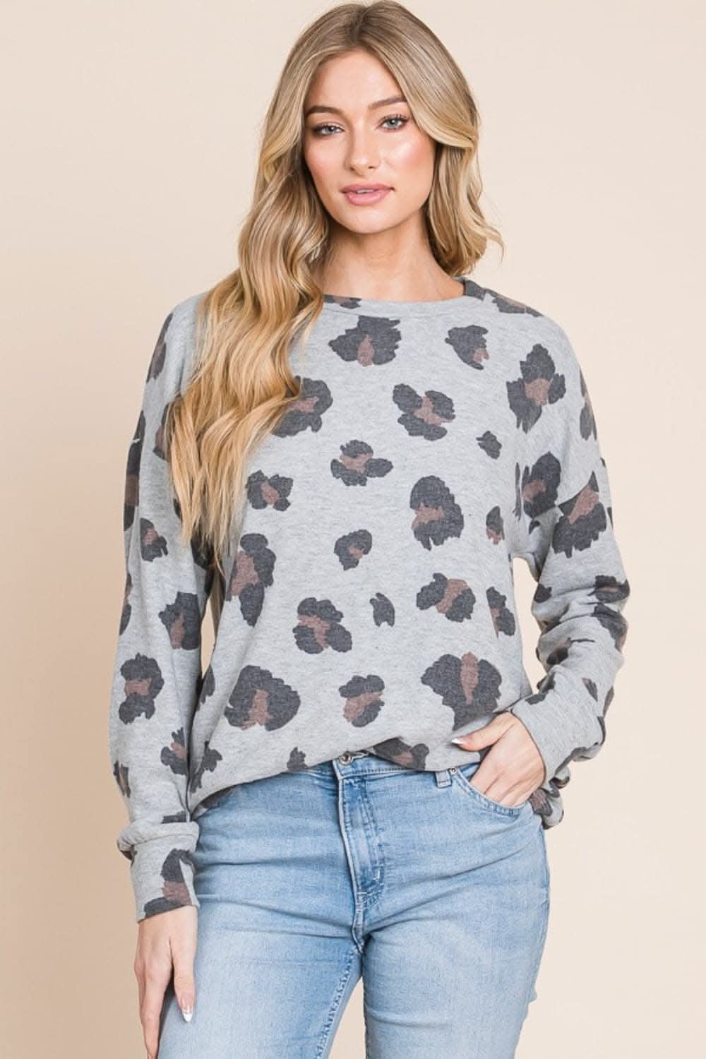 Leopard Print Drop Shoulder Tee - Love Salve 