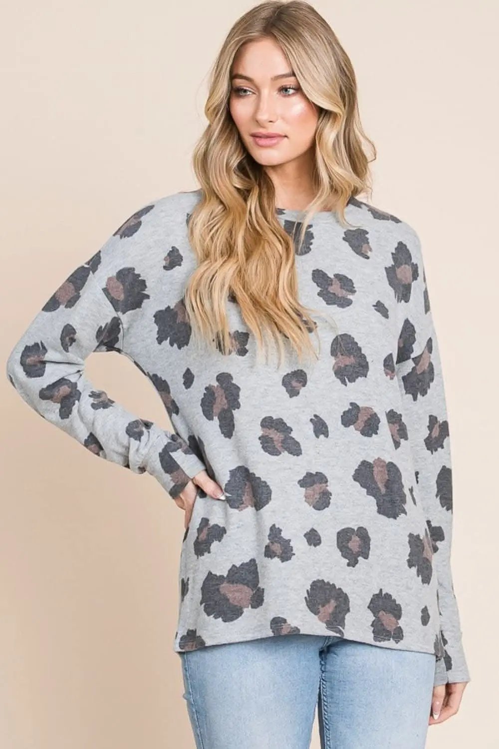 Leopard Print Drop Shoulder Tee - Love Salve 