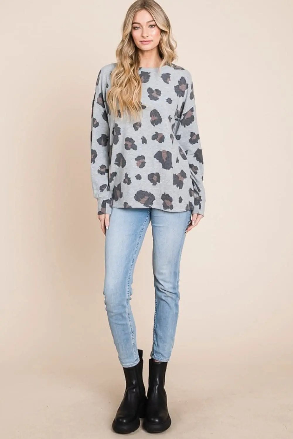 Leopard Print Drop Shoulder Tee - Love Salve 