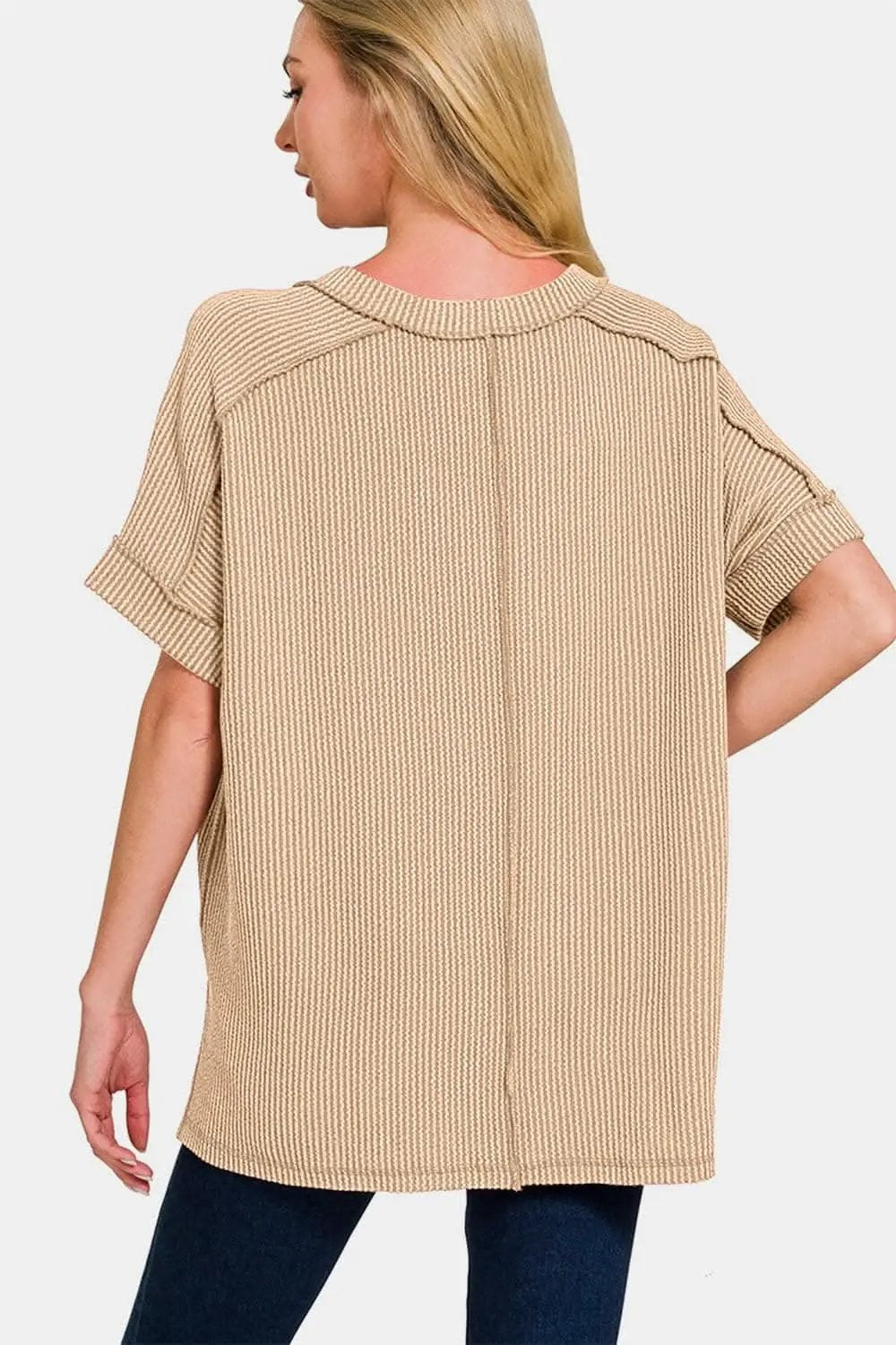 Zenana high-low ribbed tee - Love Salve 