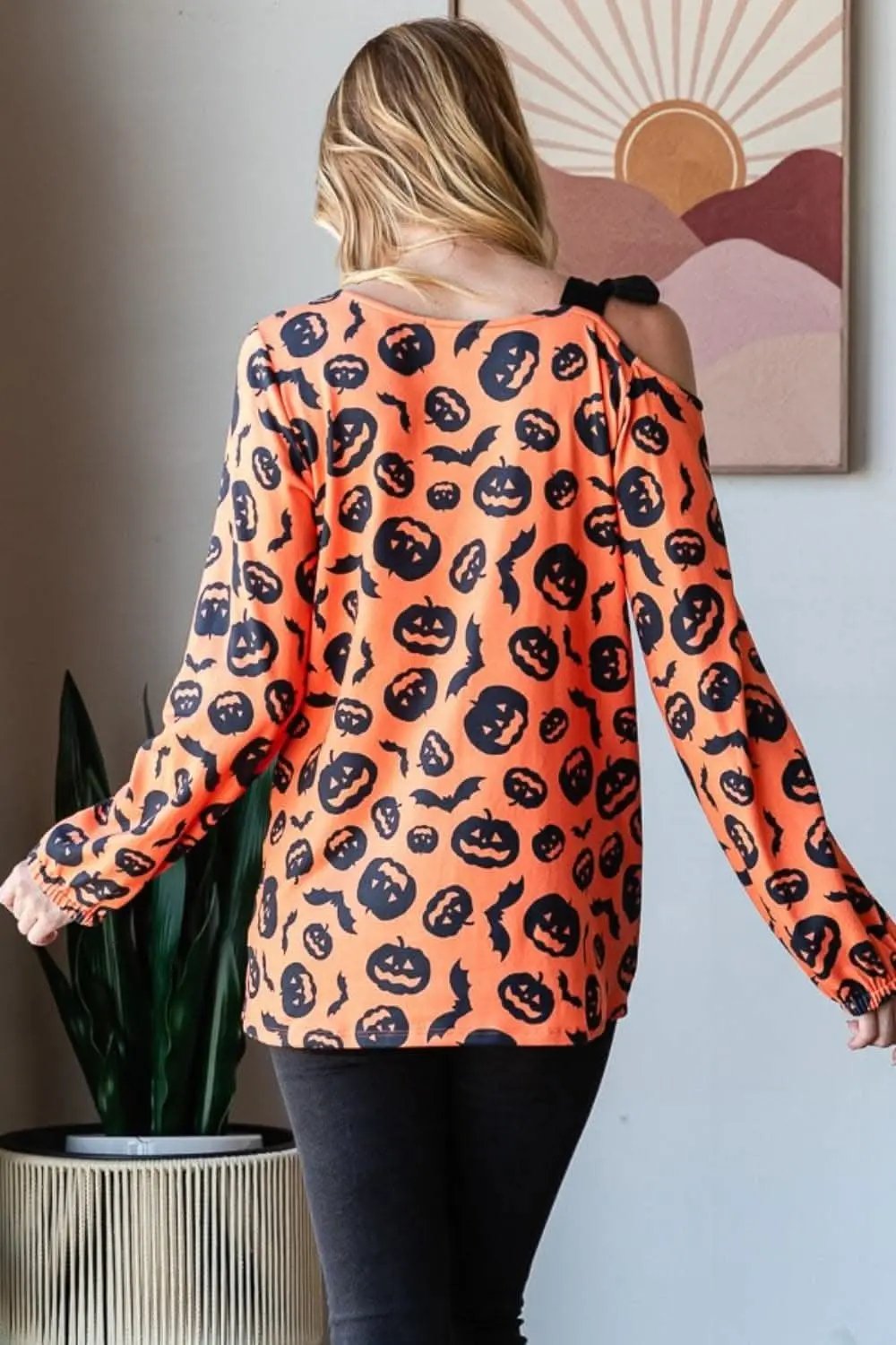 Pumpkin Print One-Shoulder Tee - Love Salve 