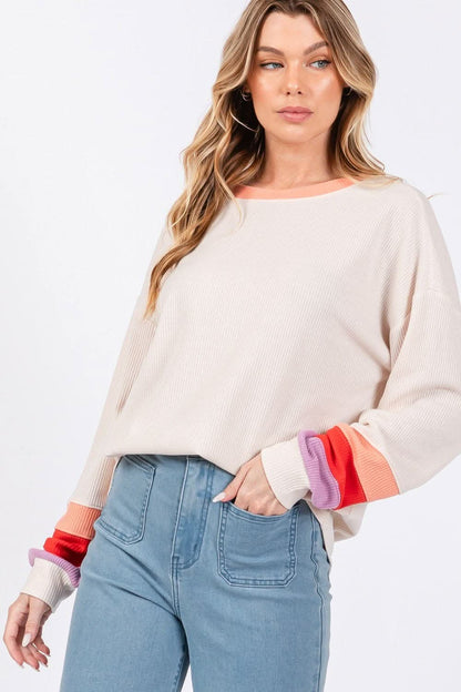 Sage + Fig color block top - Love Salve 