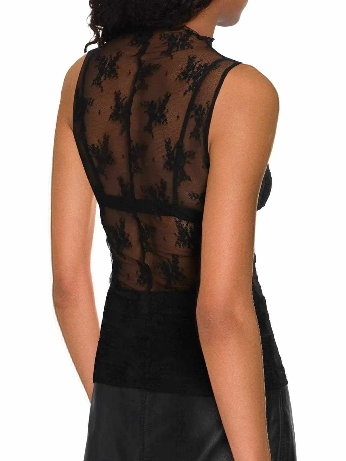 Sheer lace mock neck top - Love Salve 