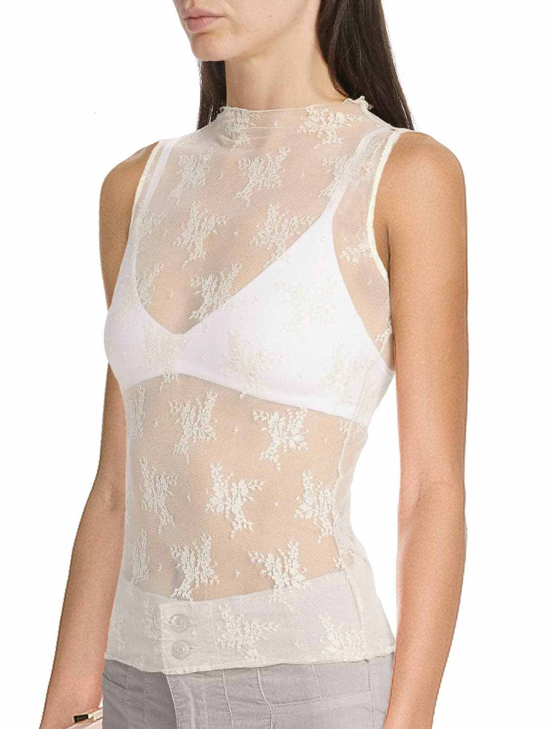 Sheer lace mock neck top - Love Salve 