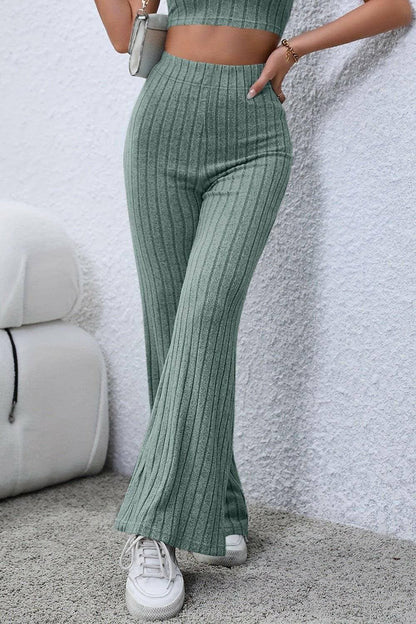 Elevate Your Wardrobe with Ribbed High Waist Flare PantsElevate Your Wardrobe with Ribbed High Waist Flare Pants
 Upgrade your style effortlessly with our Ribbed High Waist Flare Pants, the ultimate versatile piece designLove Salve Ribbed High Waist Flare PantsTIKTOK