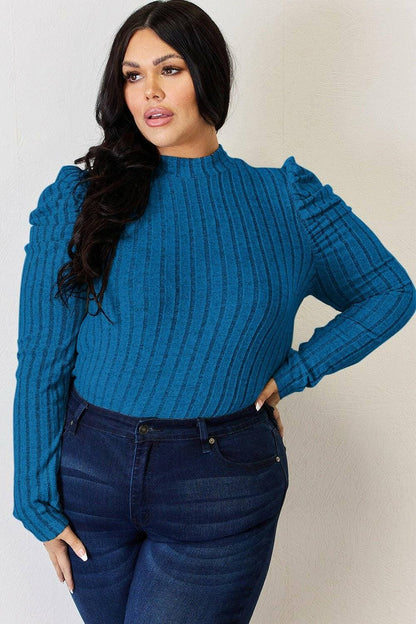 Ribbed Elegance Mock Neck Top with Puff SleevesDiscover Effortless Elegance
 Embrace sophistication with our Ribbed Elegance Mock Neck Top with Puff Sleeves. This top is designed to elevate your everyday wardrobeLove Salve Ribbed Elegance Mock Neck TopTIKTOK