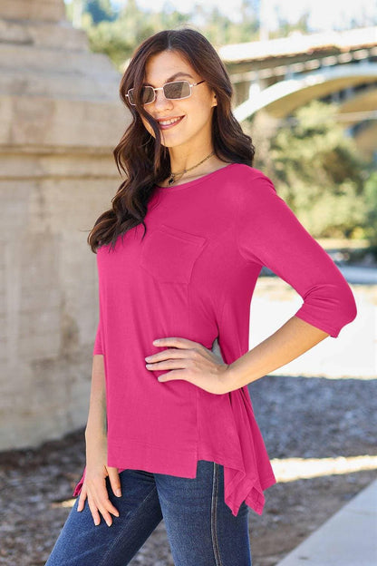 Cozy Chic Round Neck T-Shirt with Handy PocketElevate your everyday style with the Cozy Chic Round Neck T-Shirt with Handy Pocket. This essential wardrobe piece combines comfort and practicality, making it a musLove Salve Cozy Chic Round NeckTIKTOK