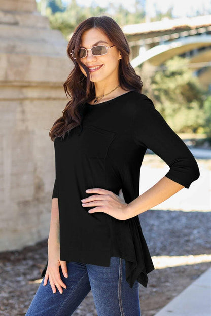 Cozy Chic Round Neck T-Shirt with Handy PocketElevate your everyday style with the Cozy Chic Round Neck T-Shirt with Handy Pocket. This essential wardrobe piece combines comfort and practicality, making it a musLove Salve Cozy Chic Round NeckTIKTOK