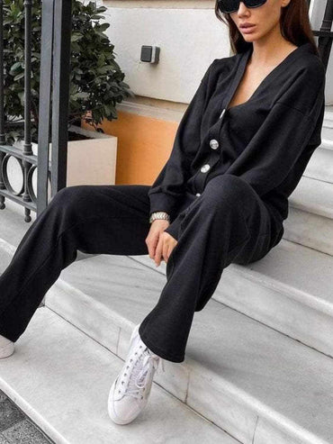 Chic button-up shirt & pants set - Love Salve 