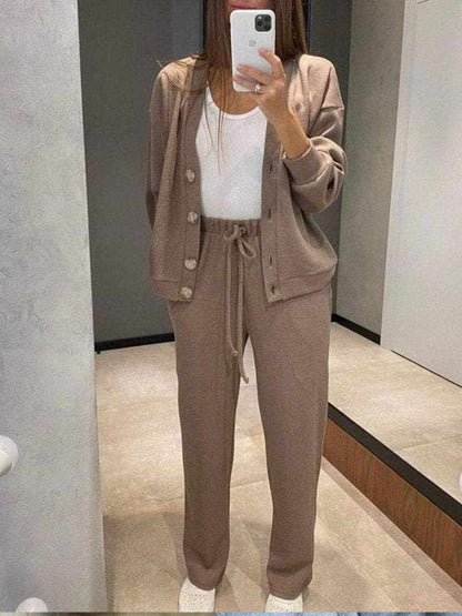 Chic button-up shirt & pants set - Love Salve 