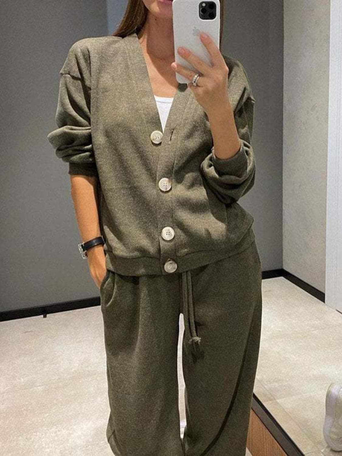 Chic button-up shirt & pants set - Love Salve 