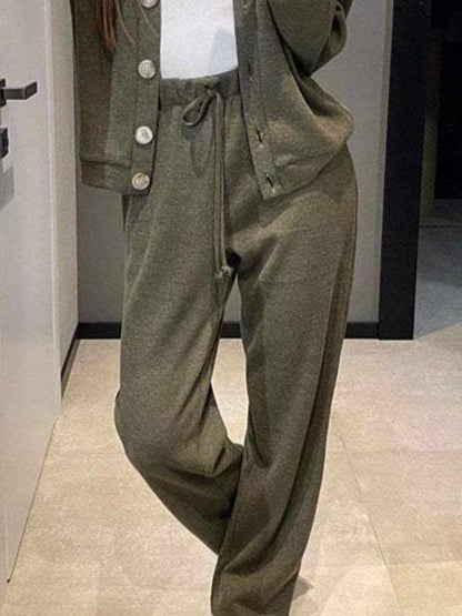 Chic button-up shirt & pants set - Love Salve 