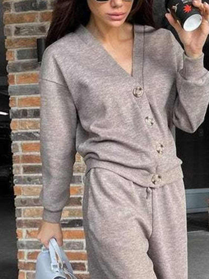 Chic button-up shirt & pants set - Love Salve 