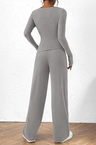 Cozy two-piece lounge set with pockets - Love Salve 
