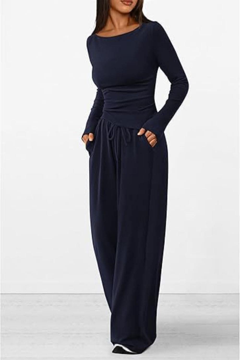 Cozy two-piece lounge set with pockets - Love Salve 