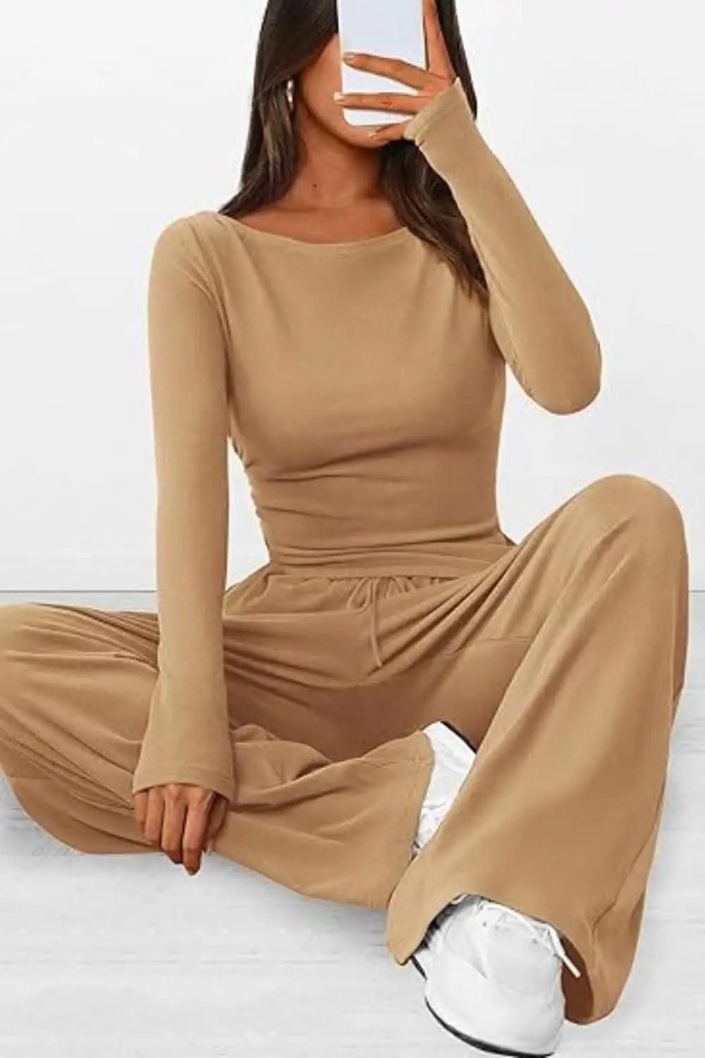 Cozy two-piece lounge set with pockets - Love Salve 