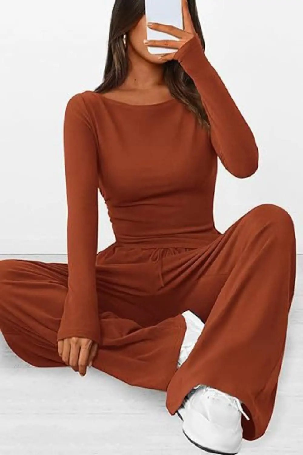 Cozy two-piece lounge set with pockets - Love Salve 