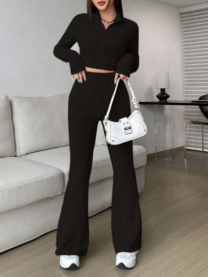 Cozy zip-up lounge set for women - Love Salve 