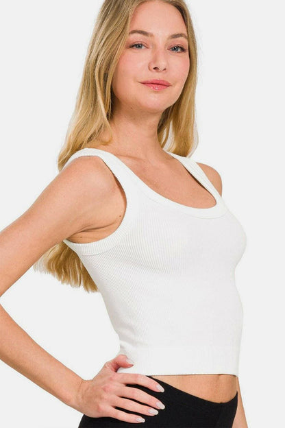 Ribbed Round Neck Crop Top for Effortless Styling - Love Salve 