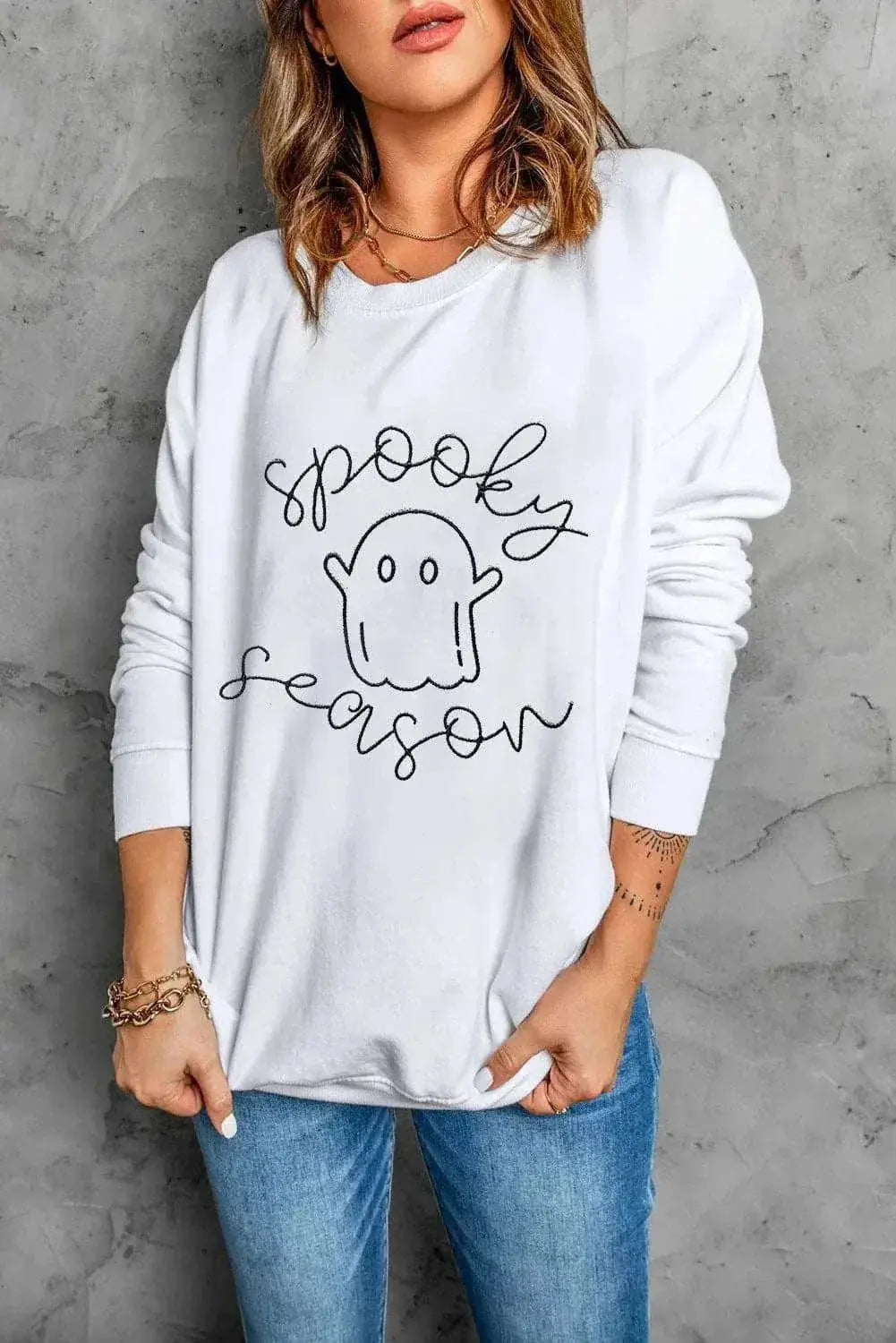 Spooky Ghost Print Sweatshirt - Love Salve 
