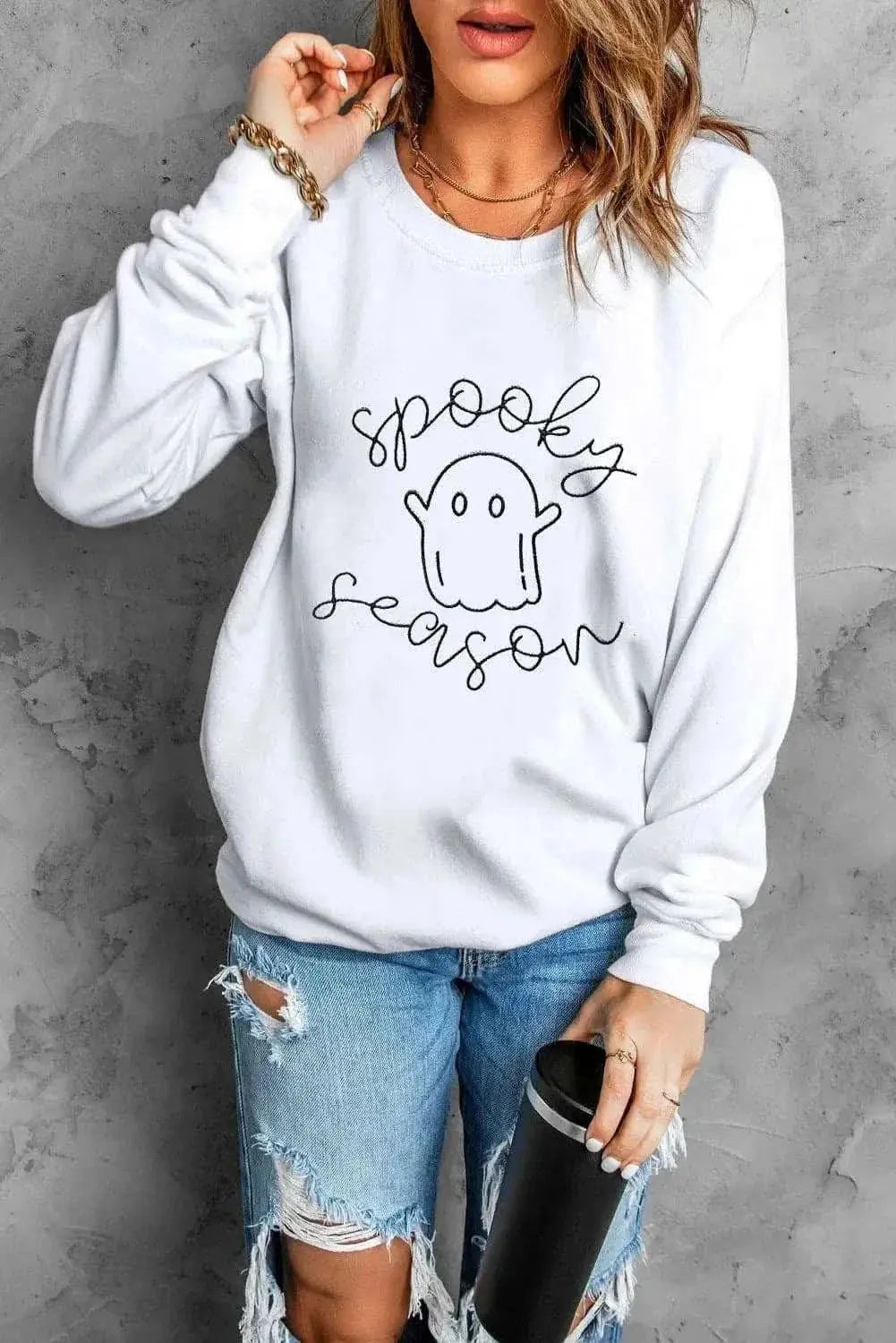 Spooky Ghost Print Sweatshirt - Love Salve 