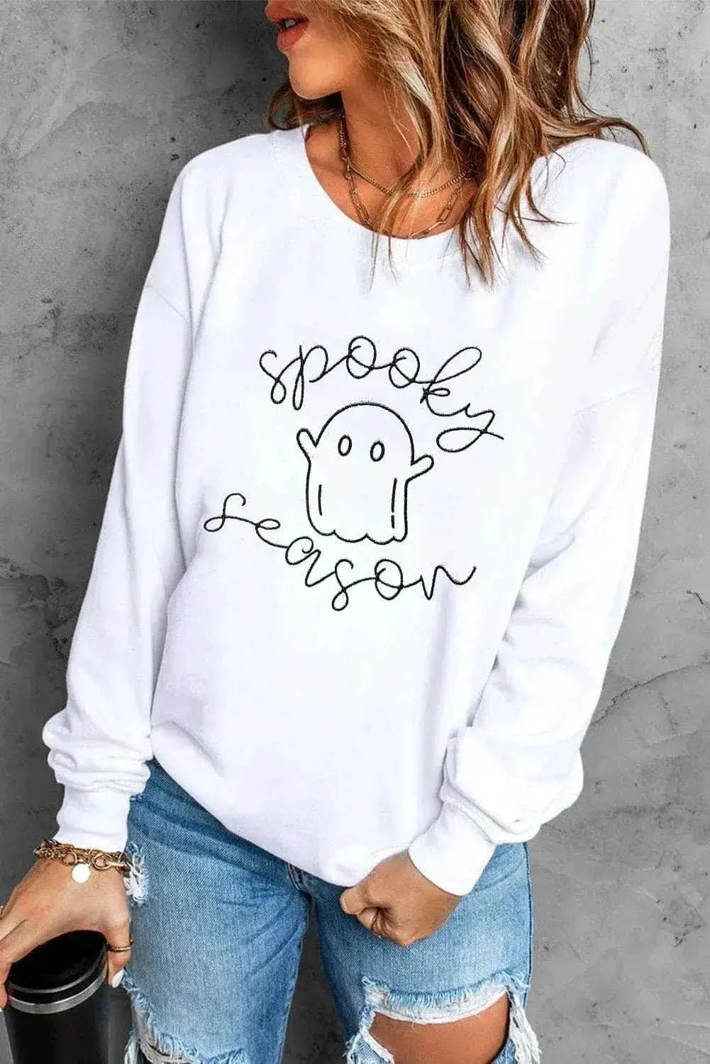 Spooky Ghost Print Sweatshirt - Love Salve 