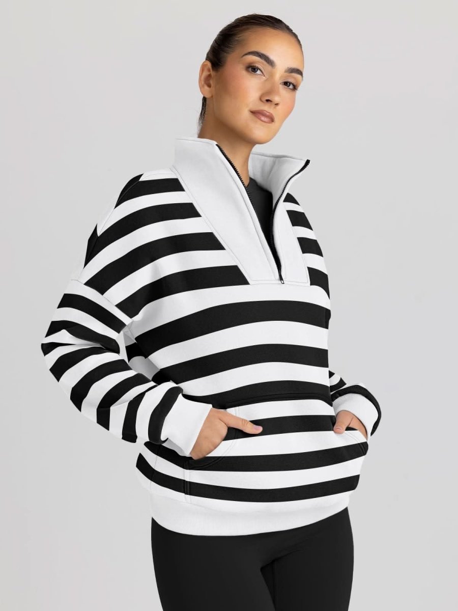 Trendy Queen Sweatshirts Half Zip Pullover Quarter Zip Oversized Hoodies Sweaters Comfy Fall Outfits 2024 Y2K Winter Clothes - Love Salve 