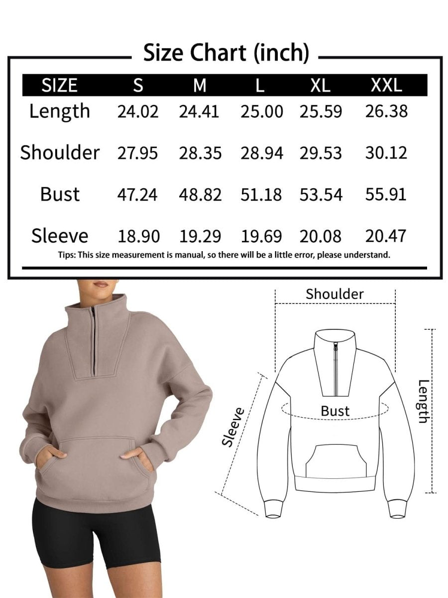 Trendy Queen Sweatshirts Half Zip Pullover Quarter Zip Oversized Hoodies Sweaters Comfy Fall Outfits 2024 Y2K Winter Clothes - Love Salve 