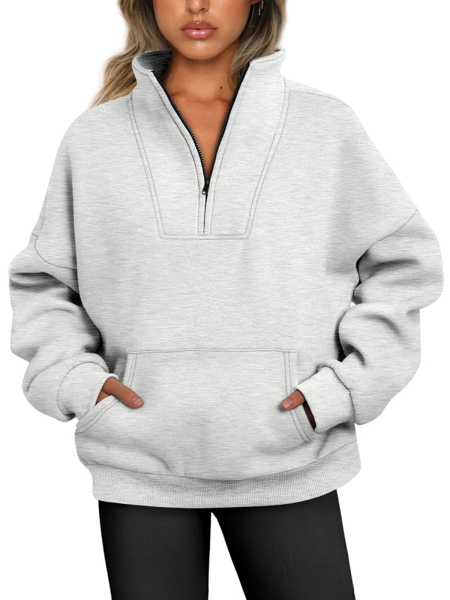 Trendy Queen Sweatshirts Half Zip Pullover Quarter Zip Oversized Hoodies Sweaters Comfy Fall Outfits 2024 Y2K Winter Clothes - Love Salve 