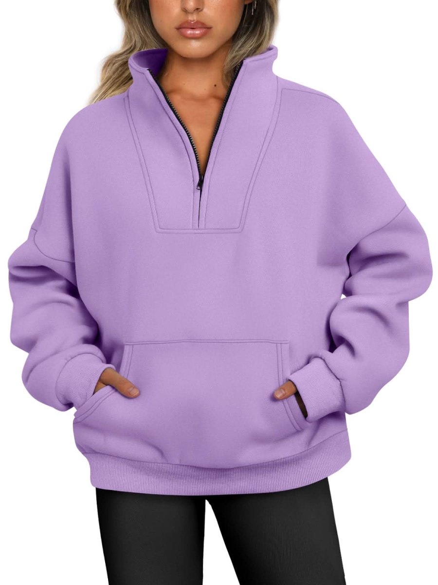 Trendy Queen Sweatshirts Half Zip Pullover Quarter Zip Oversized Hoodies Sweaters Comfy Fall Outfits 2024 Y2K Winter Clothes - Love Salve 