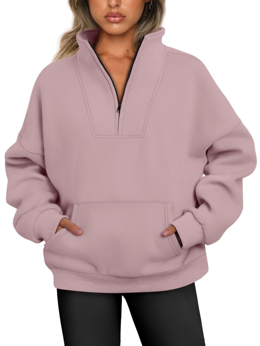 Trendy Queen Sweatshirts Half Zip Pullover Quarter Zip Oversized Hoodies Sweaters Comfy Fall Outfits 2024 Y2K Winter Clothes - Love Salve 