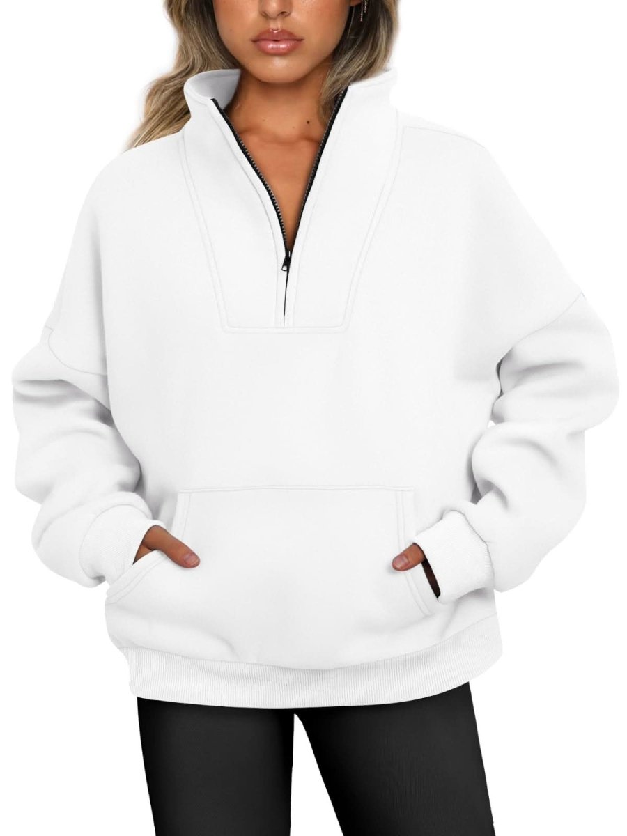Trendy Queen Sweatshirts Half Zip Pullover Quarter Zip Oversized Hoodies Sweaters Comfy Fall Outfits 2024 Y2K Winter Clothes - Love Salve 