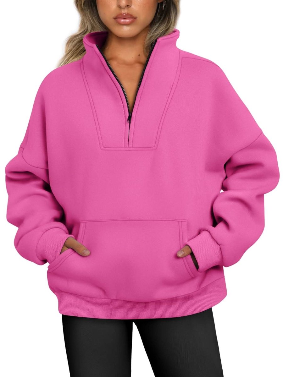 Trendy Queen Sweatshirts Half Zip Pullover Quarter Zip Oversized Hoodies Sweaters Comfy Fall Outfits 2024 Y2K Winter Clothes - Love Salve 