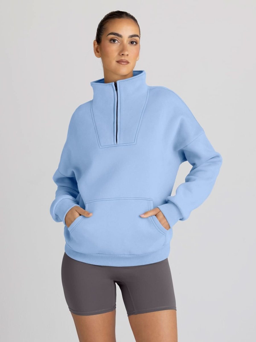 Trendy Queen Sweatshirts Half Zip Pullover Quarter Zip Oversized Hoodies Sweaters Comfy Fall Outfits 2024 Y2K Winter Clothes - Love Salve 