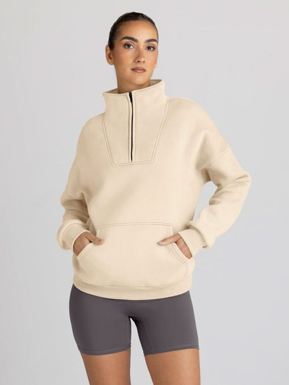 Trendy Queen Sweatshirts Half Zip Pullover Quarter Zip Oversized Hoodies Sweaters Comfy Fall Outfits 2024 Y2K Winter Clothes - Love Salve 