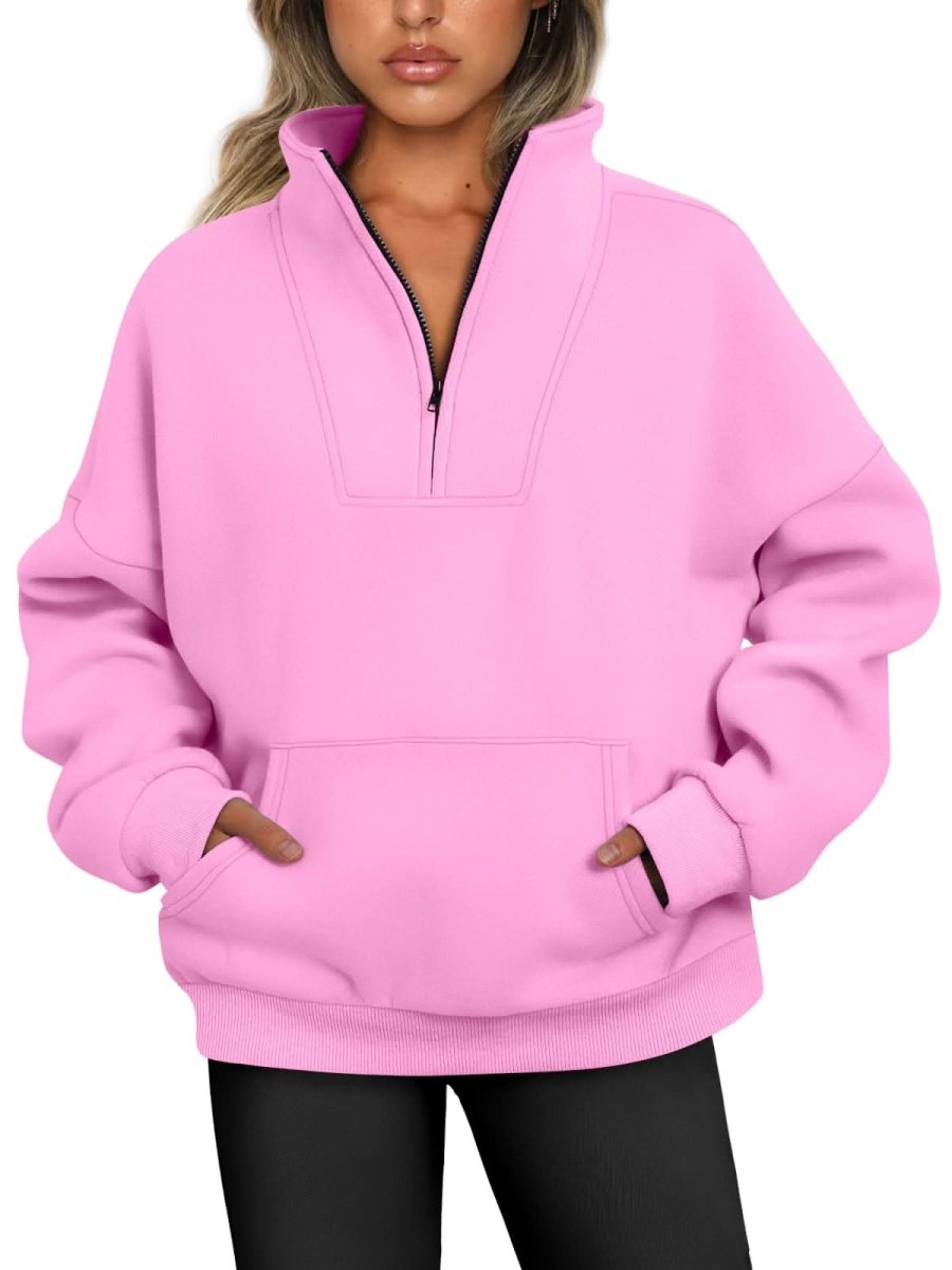 Trendy Queen Sweatshirts Half Zip Pullover Quarter Zip Oversized Hoodies Sweaters Comfy Fall Outfits 2024 Y2K Winter Clothes - Love Salve 